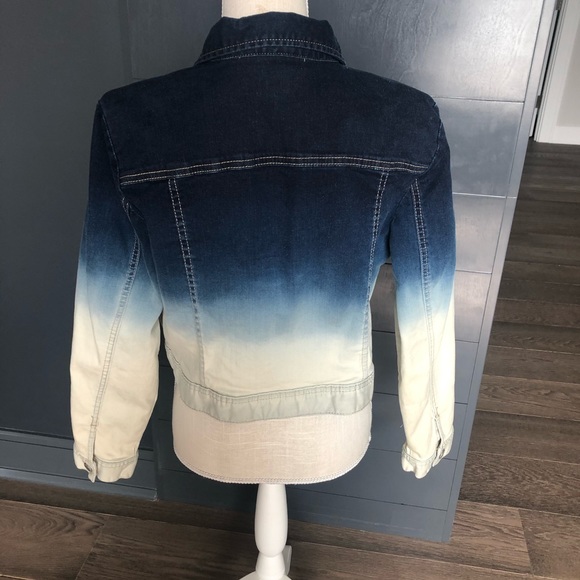 Chico’s Ombré Denim Jacket sz 2 Dip Dye - Picture 4 of 5